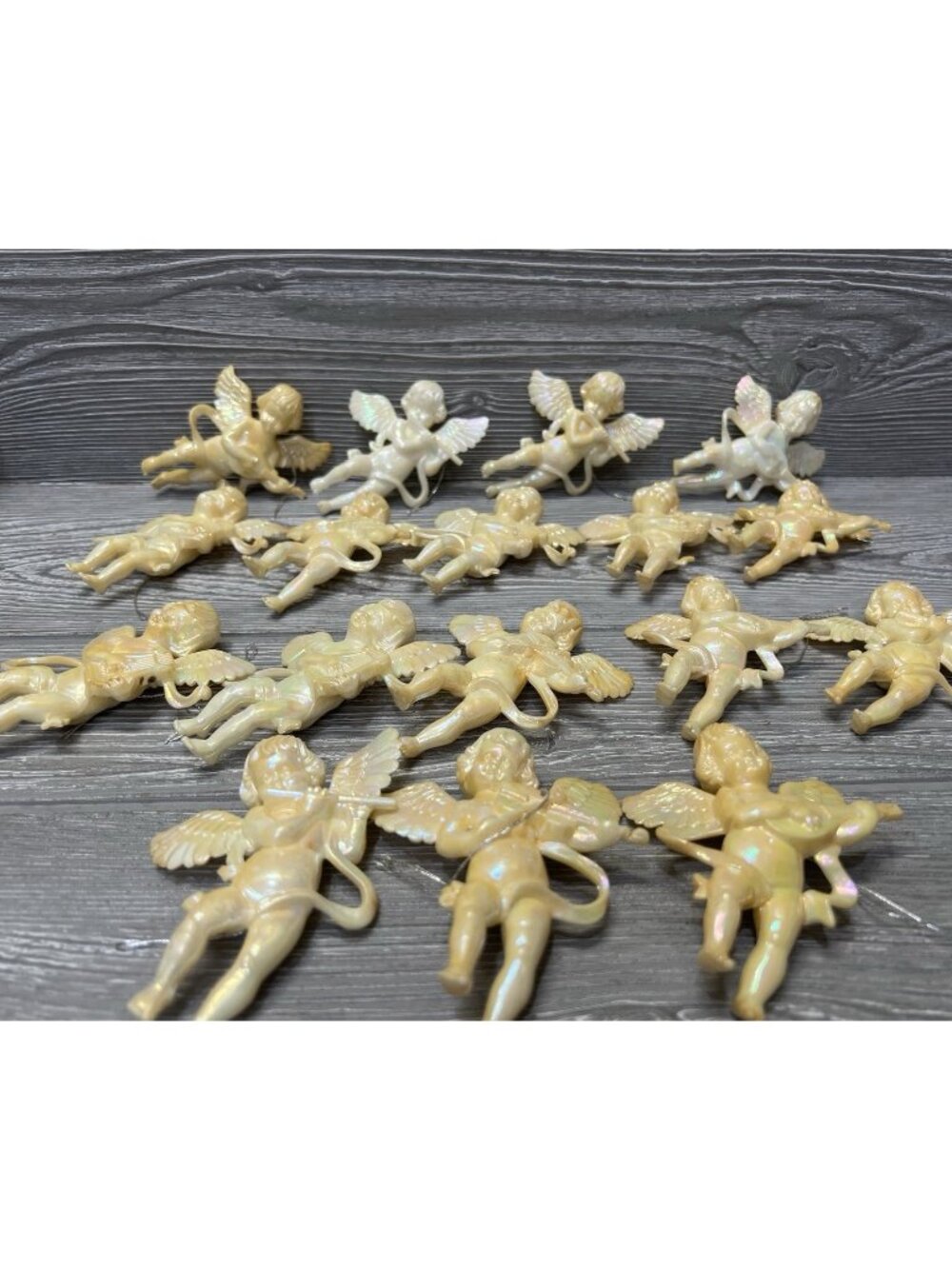 Vintage Plastic Angels Cherubs Musical Instruments Christmas Ornaments Lot of 17